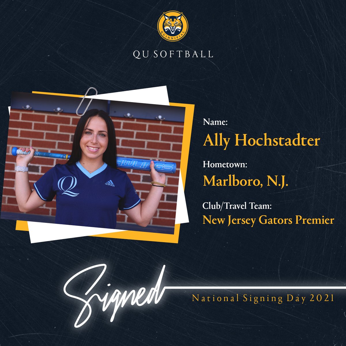 QU_Softball's tweet photo. Next up, congrats to Ally Hochstadter on signing!! Welcome to the Bobcat fam 😼✍️ https://t.co/5cjAb26QXo