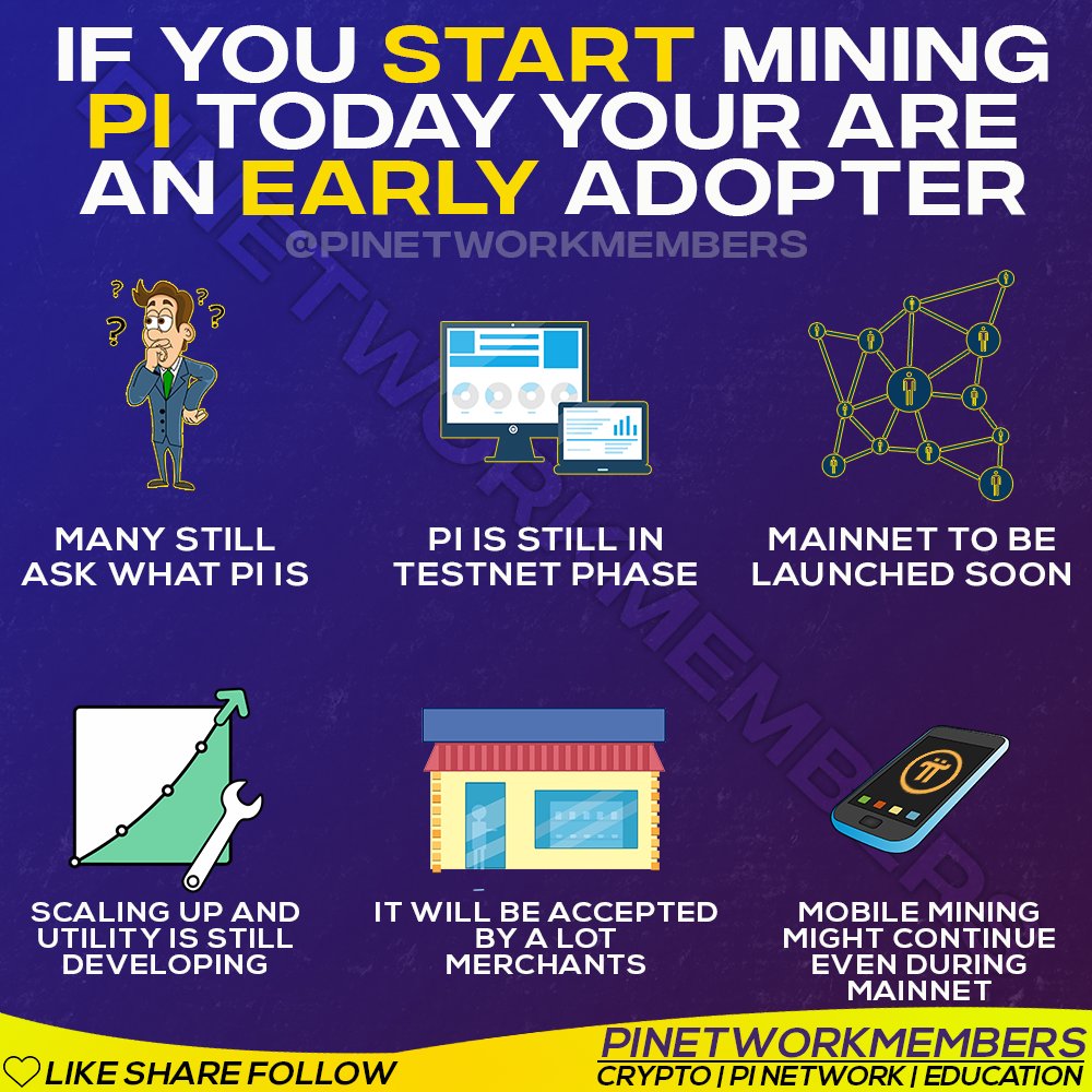 pinetworkmember's tweet photo. If you start mining Pi today means you're an early adopter

#pinetwork #minepi #buildpi2gether #pihackathon #pi #picoreteam https://t.co/J2LqjoTaMt