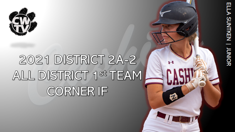SOFTBALL AWARD SEASON!
DISTRICT 2A-2 FIRST TEAM CORNER INFIELDER
CONGRATS JUNIOR ELLA SUNTKEN!

#cashionsoftball #allwedoiswin <a href="/EllaSuntken/">Ella Suntken</a> <a href="/kourtneyann21/">Kourtney Chambers</a>
