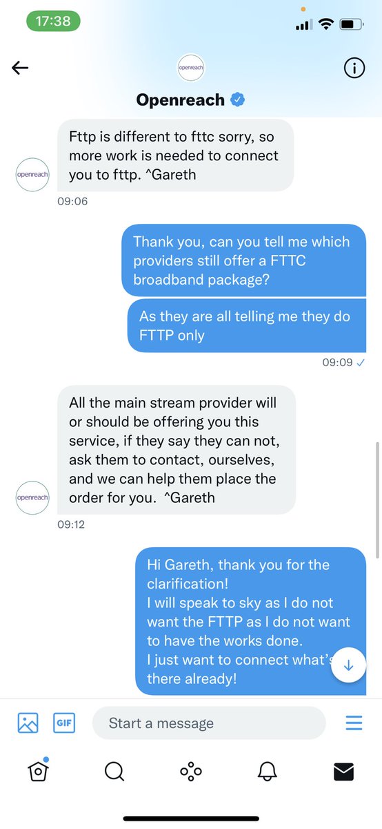 ElspethARebekah's tweet photo. Absolutely beside myself @WeAreOpenreach still not further forward with my broadband order. Advised FTTC to the property, all mainstream providers should service to this connection @SkyUK are refusing to contact you direct as you’ve told them FTTP - NOT TRUE. https://t.co/sySc2CXm2t