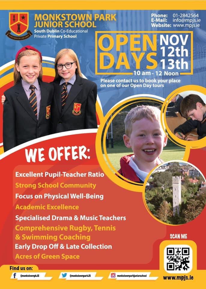 MonkstownParkJS's tweet photo. Last few days to register for our Open mornings and book a place on one of our tours this Friday and Saturday from 10am-12noon. Please get in touch for more details! https://t.co/AMhrx8Hg35