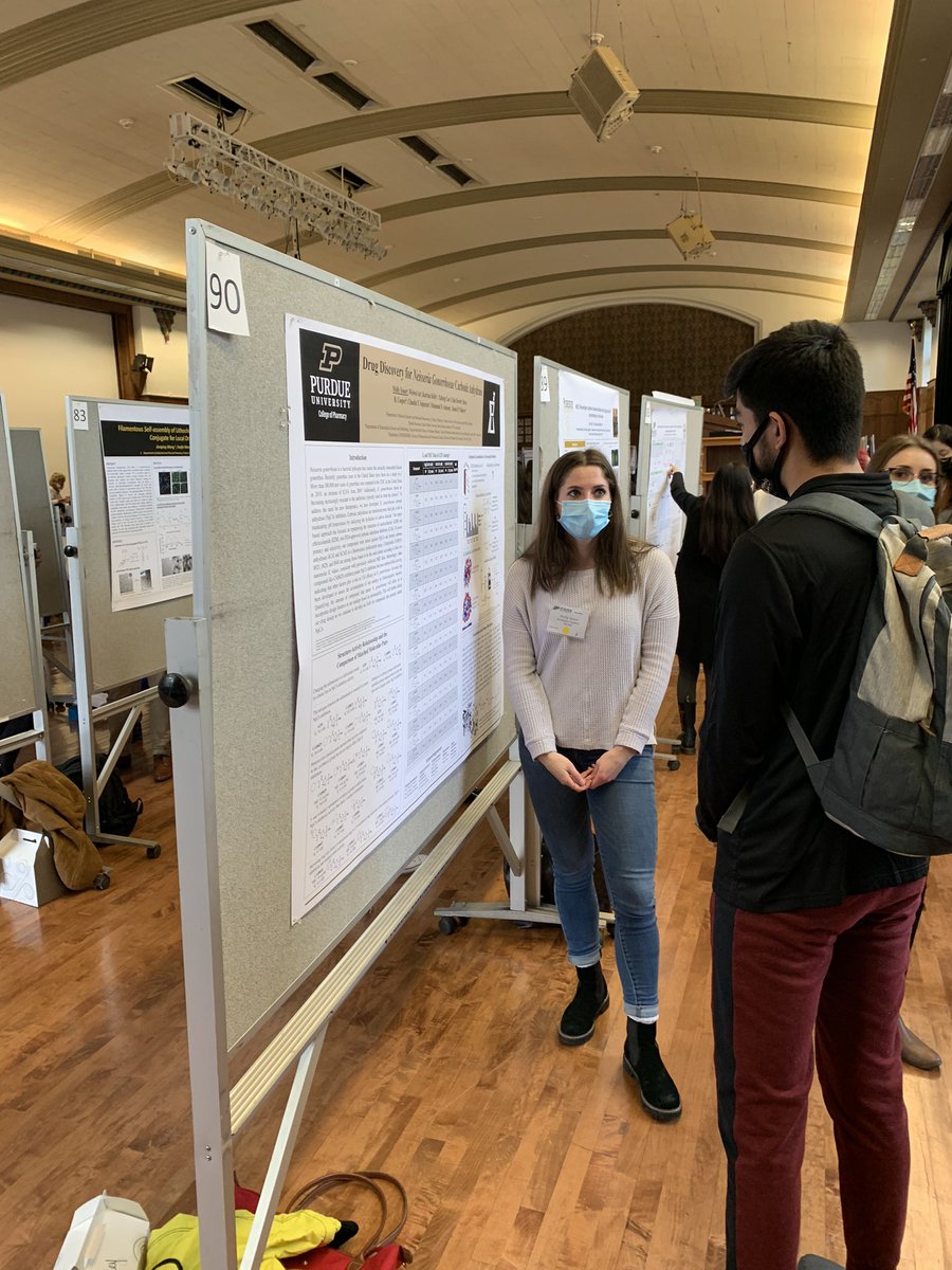 FlahertyLab's tweet photo. Flaherty lab @Purdue_MCMP grad students are doing a great job presenting their posters at the @purduepharmacy research day! https://t.co/qpjOMXkiTW