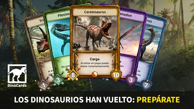 dinocards_io's tweet photo. Dinocards llega para aportar competitividad y estrategia al mundo de los juegos de cartas.

Crea tu mazo de cartas, estudia las mejores estrategias y ¡¡álzate con la victoria!!

Síguenos en nuestras redes sociales para estar al día del desarrollo: https://t.co/ZctbA0aGuS https://t.co/ShwE0dGqC8