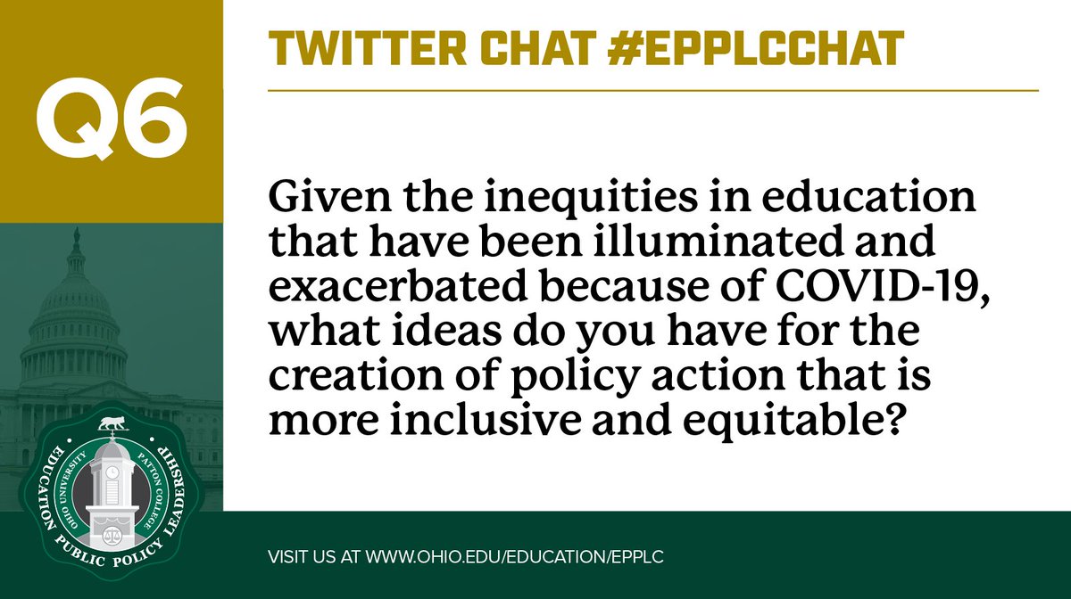 edpublicpolicy's tweet photo. This has been incredible! Here is our final question for today's chat. Question 6 #EPPLCCHat https://t.co/36q8jTmGJz