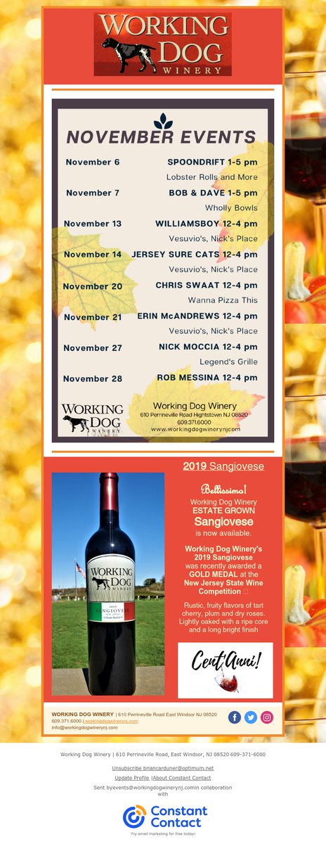 Check out the November events at Working Dog Winery
workingdogwinerynj.com