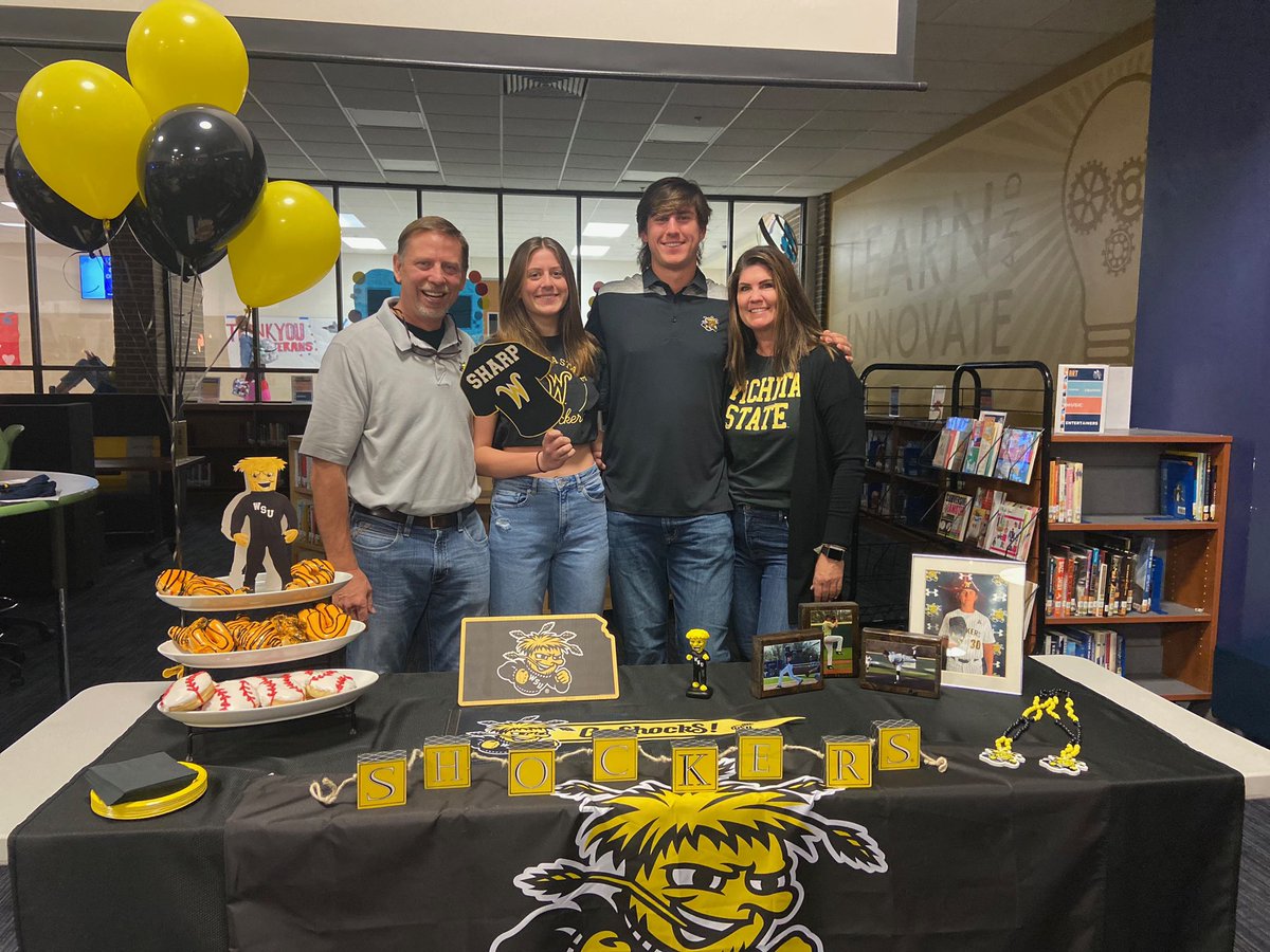 KHS_Baseball's tweet photo. ⚾️🎉 Congrats, Aidan!!! @AidanSharp54 has signed his National Letter of Intent to play baseball at Wichita State University. We can’t wait to see him throwing the heat as a Shocker next year! Best of luck!!! 🎉⚾️
#NationalSigningDay @GoShockersBSB https://t.co/bODQiikvQy