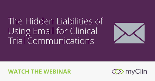 myClin's tweet photo. Still not convinced email shouldn’t be utilized in clinical trial management? Hear more from Johnny Bilotta, VP of Product Design, on the Hidden Liabilities of Using Email for Clinical Trial Communications at: https://t.co/70LsL8rfCA https://t.co/wbwlcjzBmo