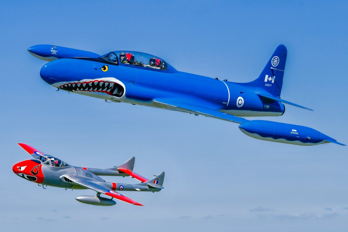 WaterlooWarbird's tweet photo. Tomorrow we'll be taking to the skies to honour Canada’s veterans, active service members &amp; their families &amp; friends. Our T-33, MiG-15 &amp; Vampire will fly over cenotaphs &amp; cemeteries around Waterloo Region &amp; Guelph, taking off around 10:20am &amp; returning shortly after 11:00am. https://t.co/HlB2Gjdjh2