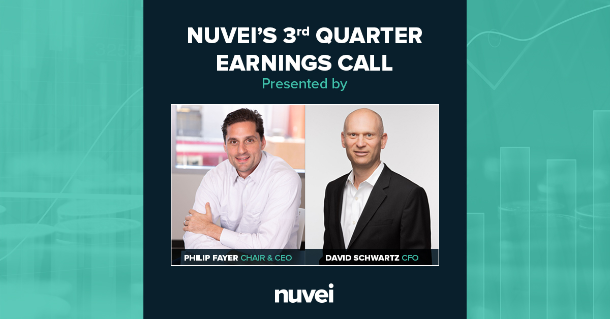 Nuvei's tweet photo. Yesterday, we reported on our third quarter 2021 financial results, and today we share the earnings call presented by Philip Fayer, Chair and CEO and David Schwartz, CFO. 

Listen to the webcast at: https://t.co/fhbnwJmTCY 

#NuveiNews #PaymentNews https://t.co/crEH1DIB0L