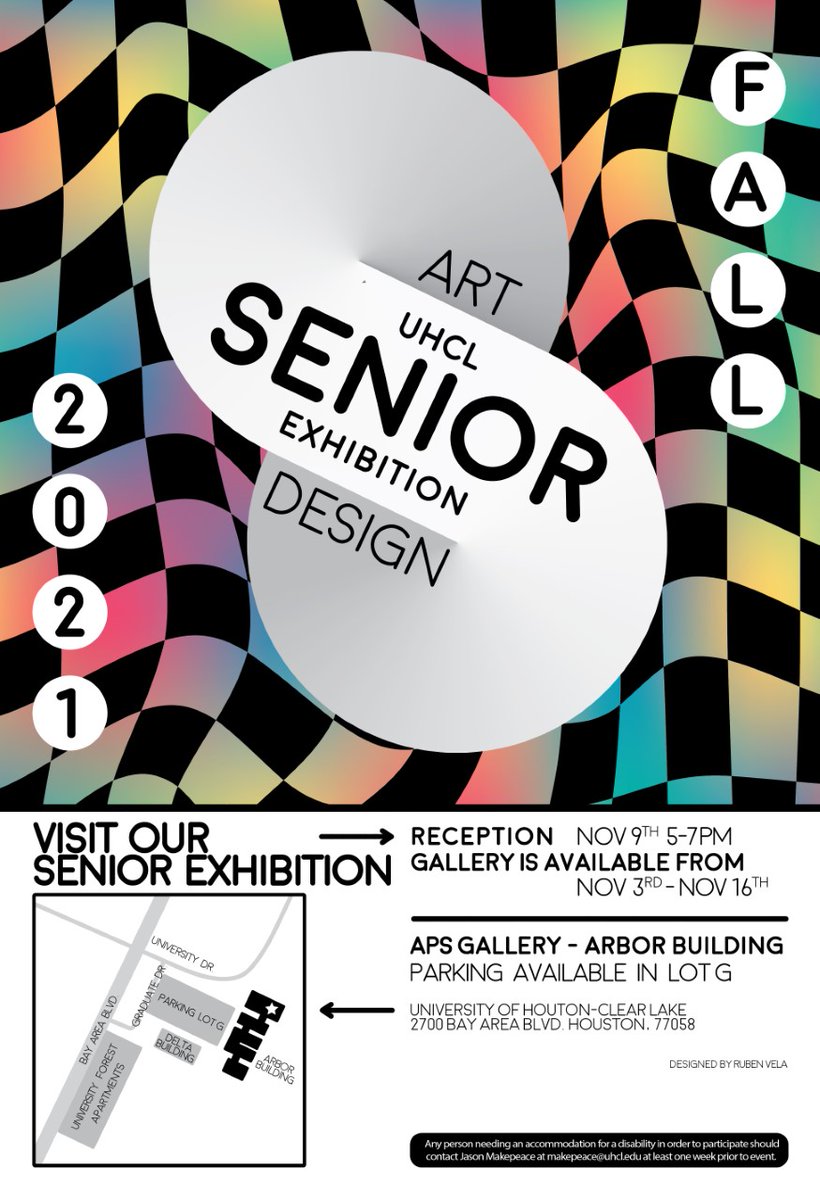 UHCLartgallery's tweet photo. There's still time to come and support UHCL students by visiting the senior art exhibit in the Arbor Building North! 🎉 https://t.co/BGrQ4G4P3D