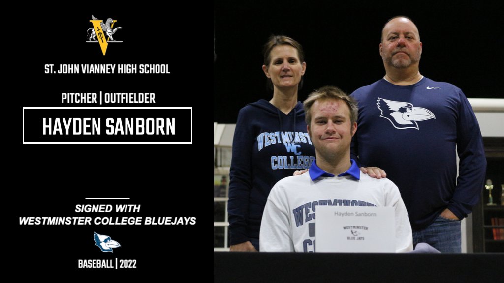 GriffinsTV_Live's tweet photo. Congratulations to Hayden Sanborn from the @VianneyBaseball @vianneygriffins on signing his NLI today with @WestminsterBase @WC_BlueJays https://t.co/bJMk8zQLeV