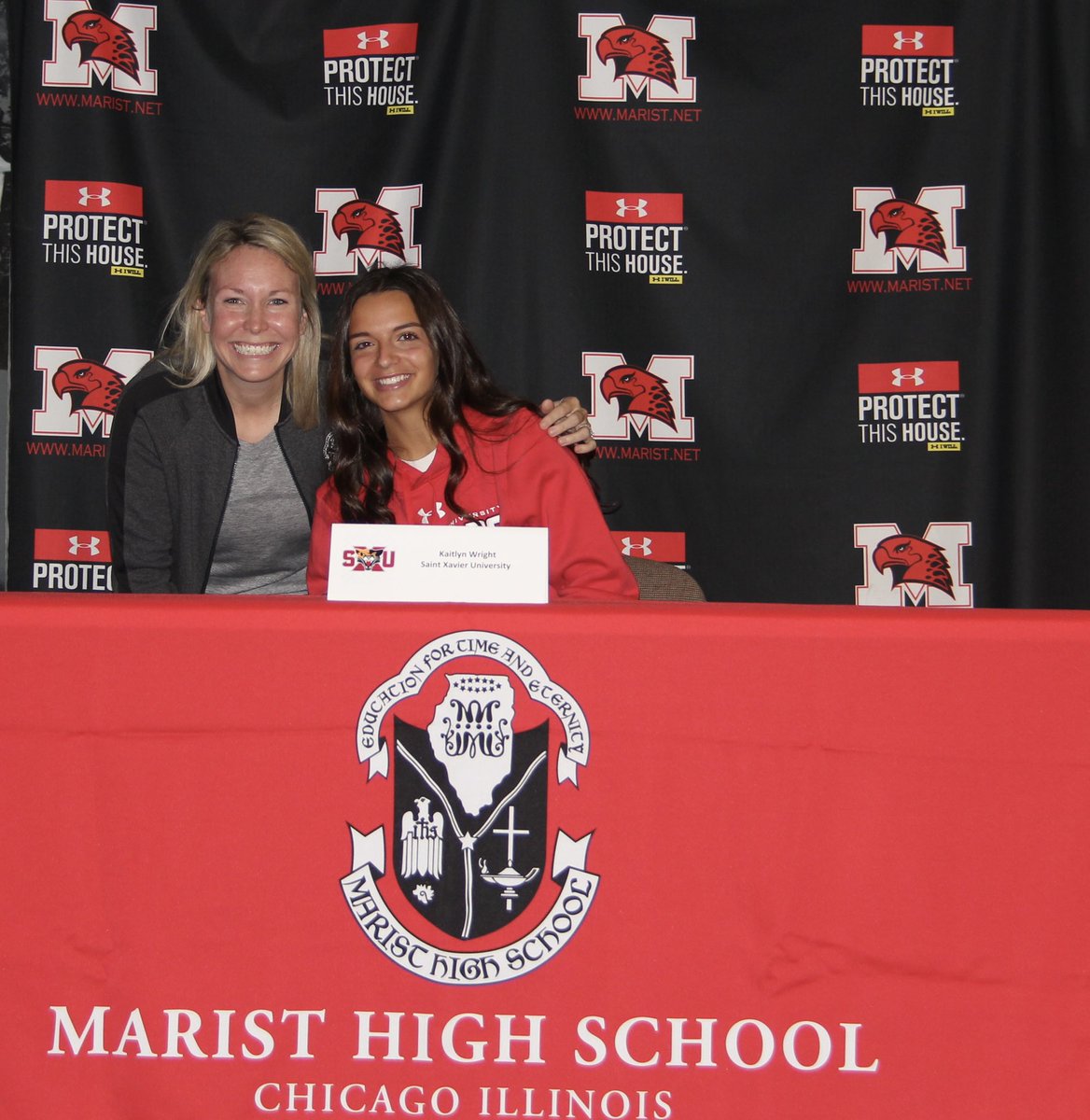 RedHawkSB's tweet photo. Congratulations to Kait Wright on signing her NLI to Saint Xavier University today!! #GoCougs🐾  @SXUsoftball https://t.co/XxRNuLESCm