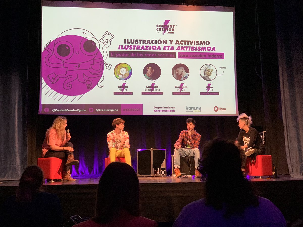 CreatorEguna's tweet photo. @Koala_Rabioso lanza la pregunta “Es más fácil hablar de salud mental con viñetas? 

#CCE2021 #ContentCreatorEguna #BilbaoAurrera2021 #Bilbao #Bilborock #Bizkaia #Ilustración #Activismo #ICC https://t.co/SmWXqqszbn