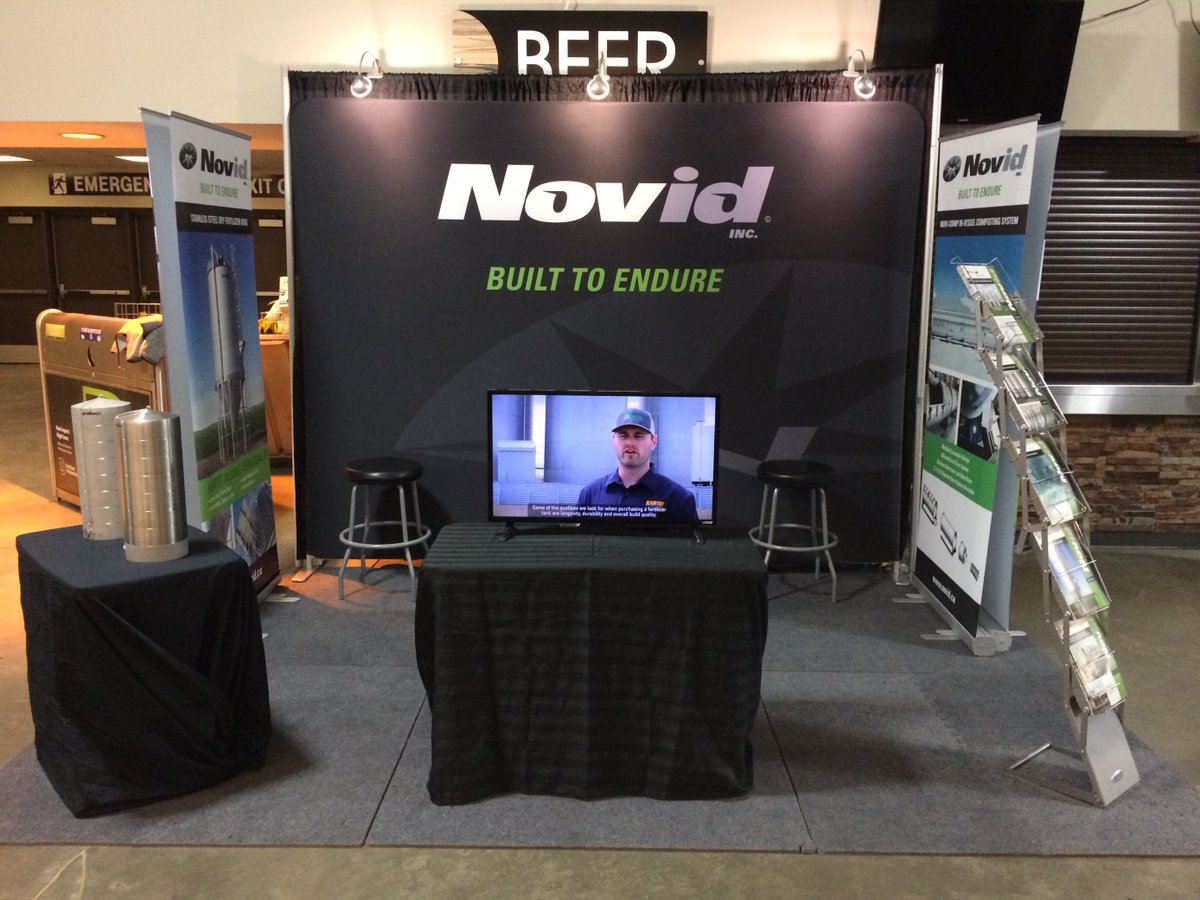 Novid_Inc's tweet photo. Set up at #AgriTrade21 Come see Shawn to talk about Novid's Stainless Tanks and Composter! #booth106 https://t.co/xNBGfPufbA