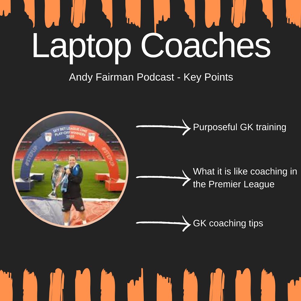 TheECoach2's tweet photo. This months guest was Andy Fairman. Andy is the goalkeeper coach of @OfficialBWFC 🧤

On this podcast Andy discussed:
✅ Purposeful goalkeeper training.
✅ The experience of coaching in the Premier League.
✅ Goalkeeper coaching tips. https://t.co/BTKbwbB60b