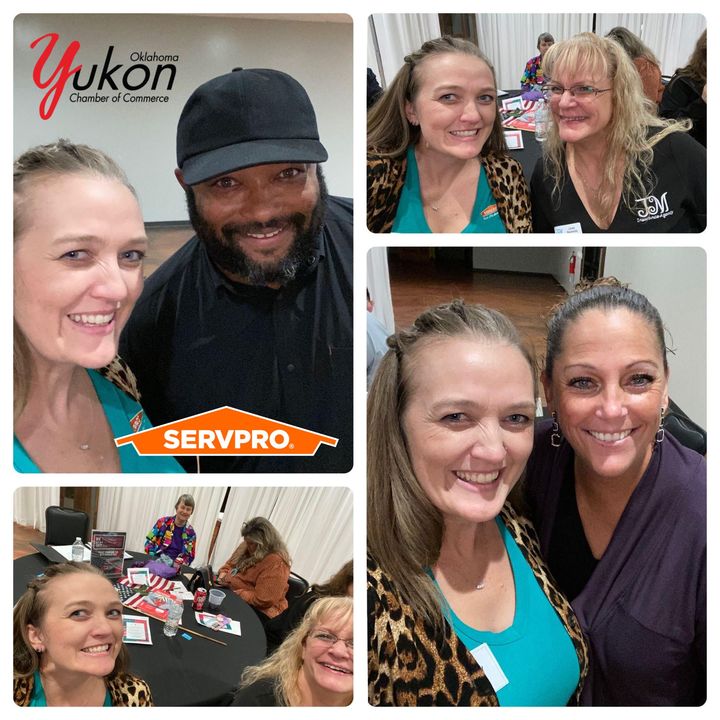 servprowestokc's tweet photo. Teresa enjoyed spending time this afternoon with Heady Coleman and the wonderful members of Yukon Chamber of Commerce! We are so happy to be in this community and we want everyone to know that in the event of a water or fire cleanup emergency, we are always here to help! https://t.co/IElyK4aNC2