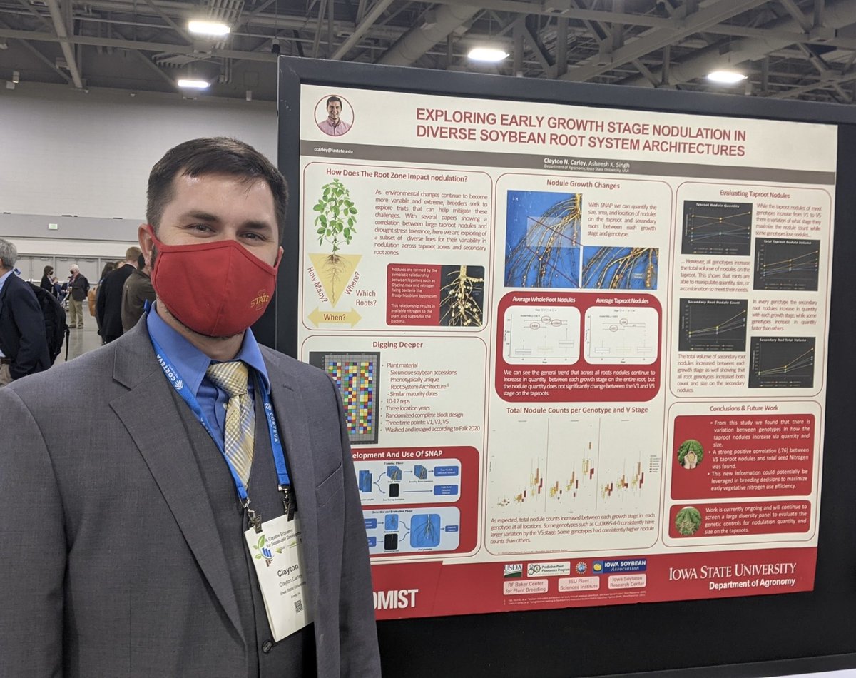 drsinghak's tweet photo. Congratulations to ⁦@Wheres_Clayton⁩ from ⁦@isuagronomy⁩ #SinghSoybean #Soynomics for winning 2nd place in C1 Plant Breeding and Genetics division’s oral presentation competition 2021 #ACSmtg. Title “Breeding below Ground, Which Nodules Count?” ⁦@IowaSoybeans⁩ https://t.co/93TbCJISVY