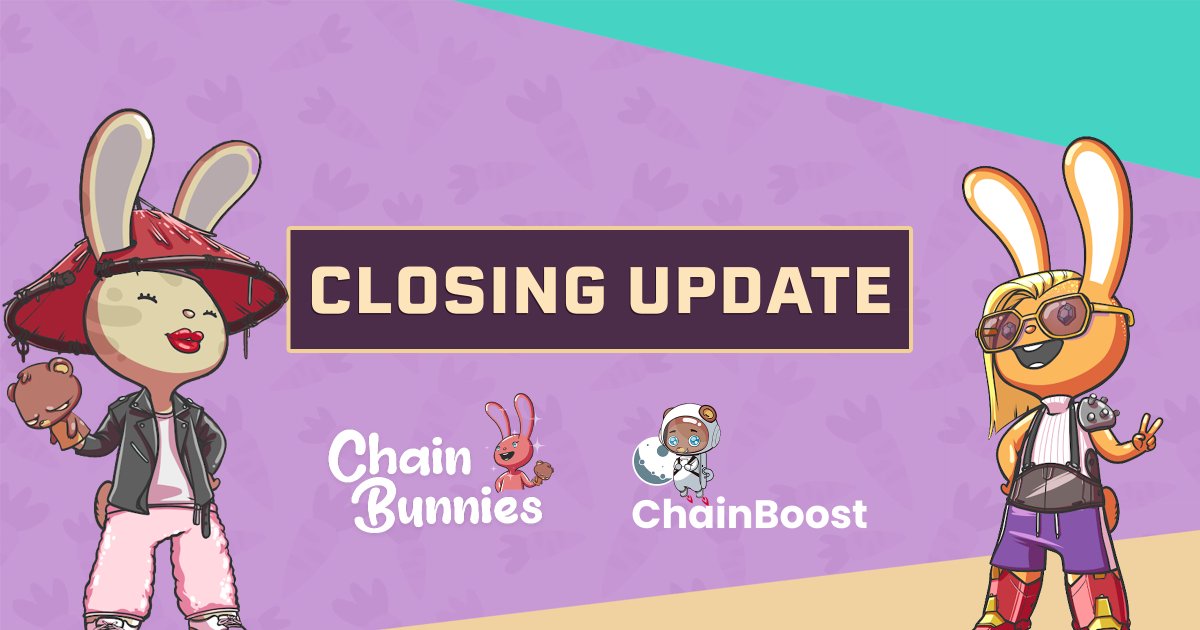 Chain_Boost's tweet photo. 🐰 BUNNY UPDATE 🐰

💥Closing date: 11.23

✨If the final Golden Bunny isn't minted, 50k $CGG will be distributed via raffle to 25 existing bunny holders. 

💖The raffle drawing will be conducted on a Livestream which will take place 11.24.

MINT NOW 👇
https://t.co/XdZtHFksjw https://t.co/IZpXeWErCU