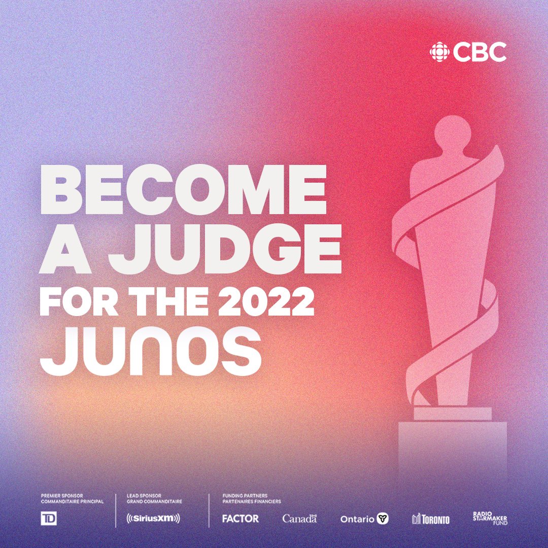 TheJUNOAwards's tweet photo. Have your say in the 2022 JUNO Nominees! 

Applications to become a judge for the 51st Annual JUNO Awards are NOW OPEN.

Apply before November 19th, 2021: https://t.co/HO2fINpdPo https://t.co/wgJ1L205cm