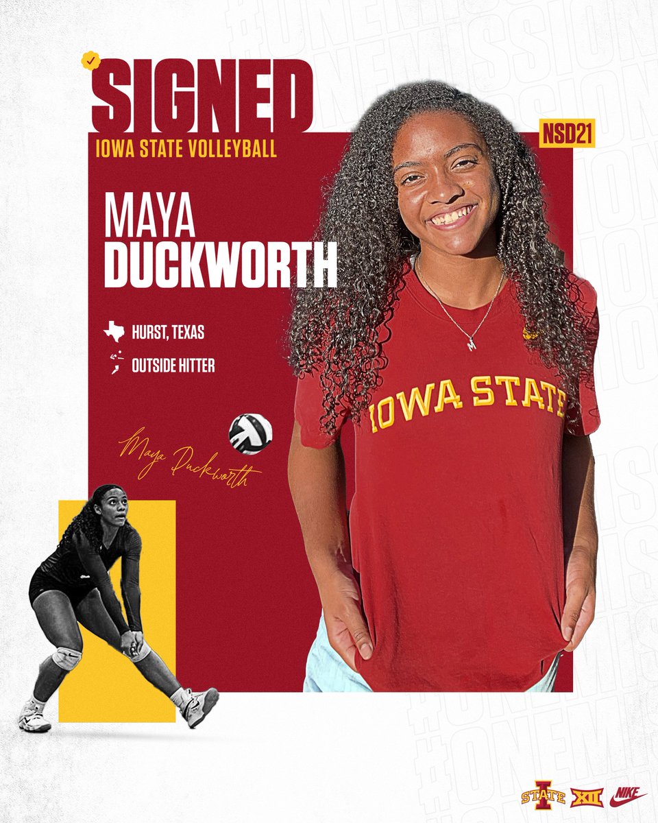 CycloneVB's tweet photo. Welcome to Iowa State Maya Duckworth, an outside hitter from Hurst, Texas!

#WhosNext https://t.co/or23hf3SAn