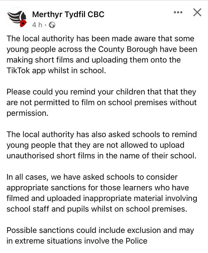 CyfarthfaHigh's tweet photo. Important information from @MerthyrCBC https://t.co/BH4WzdMsdb