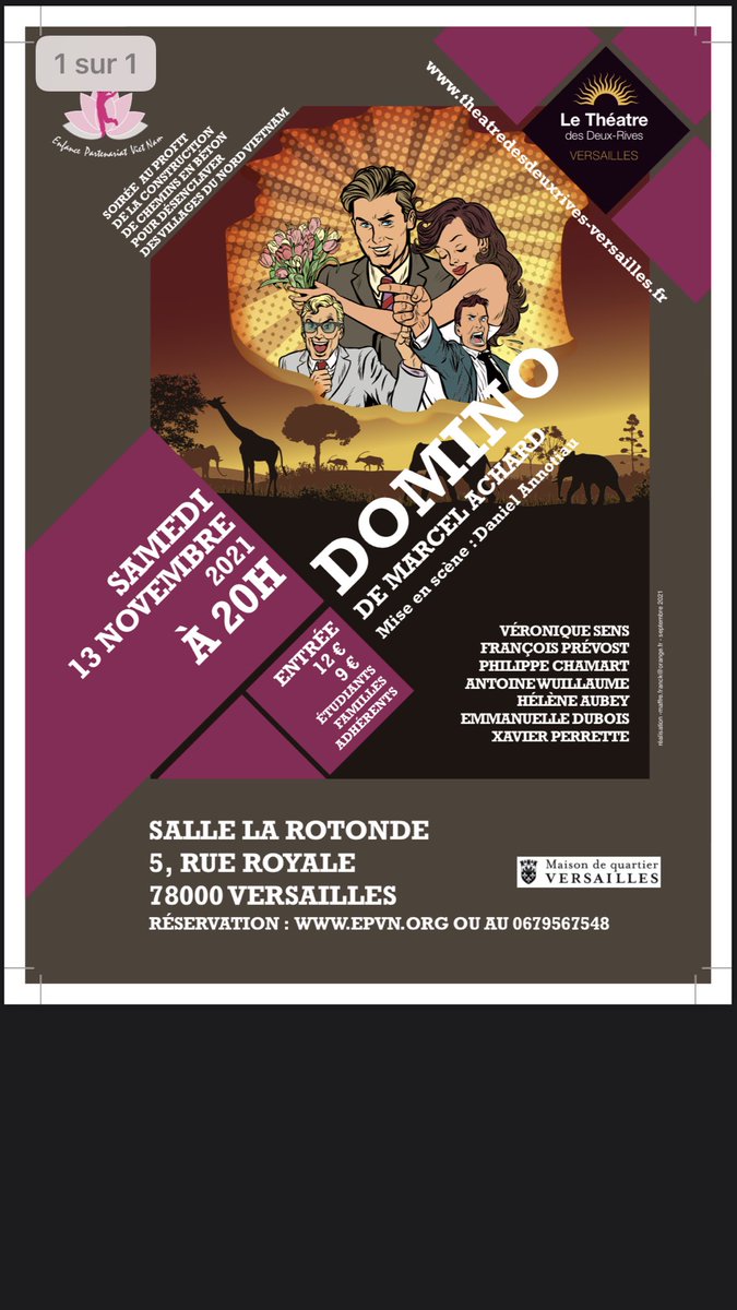 EPVN_EPVN's tweet photo. Dépêchez vous ! Plus que 15 places pour assister à la soirée #théâtrale avec : #domino de #marcelachard à la Rotonde à #versailles : Resa sur https://t.co/di6GRKqX6o : rubrique : actualités ! Samedi 13 novembre 19h45 ! https://t.co/1Fgdu6oQaF