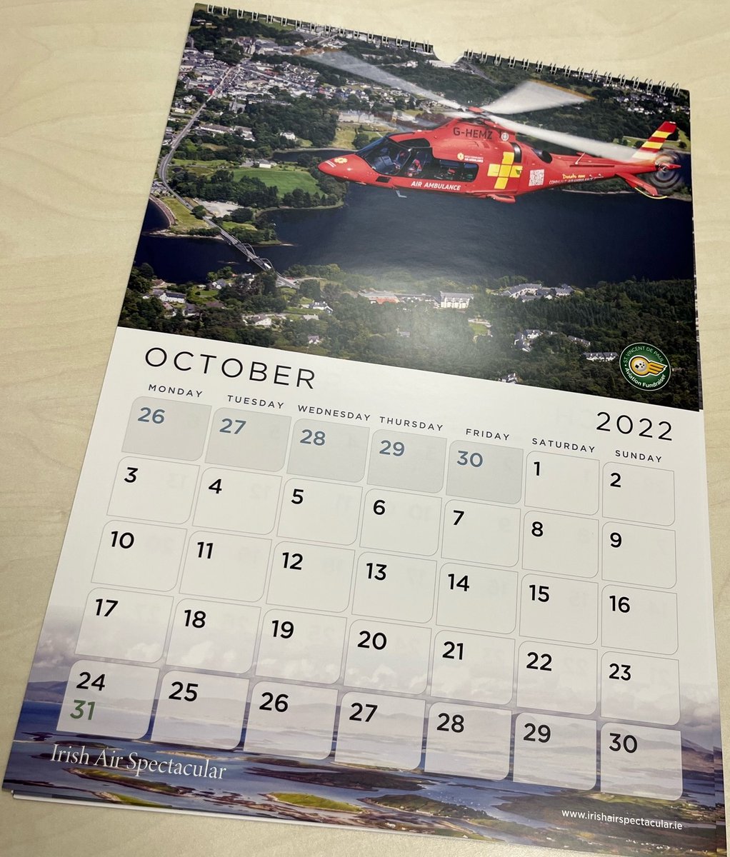 Christmas gift? The Irish Air Spectacular 2022 Calendar featuring fantastic aviation photography in aid of St. Vincent de Paul Ireland, a charity which helps those in need in times of difficulty and struggling with poverty, is now available at €15 from irishairspectacular.ie.