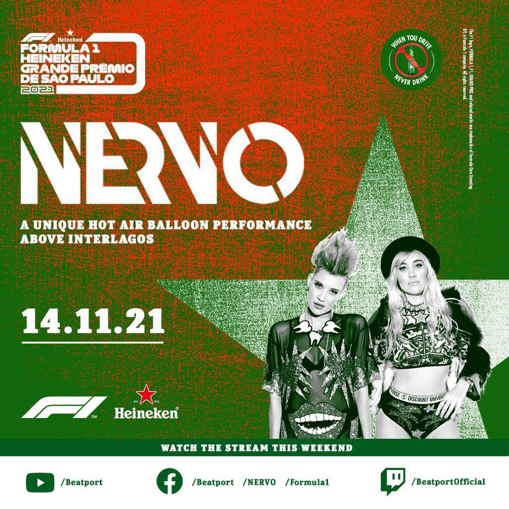 nervomusic's tweet photo. Long time no see BRAZIL! 🇧🇷 It’s the @heineken @f1 #BrazilianGP this weekend so we’ll be putting on a special performance in a HOT AIR BALLOON! 🎈 🤯 Our set will be streamed LIVE so make sure to tune in via our Facebook, YouTube as well as @beatport and @f1 channels 🔥🏎💃 https://t.co/fL2atCXcMK