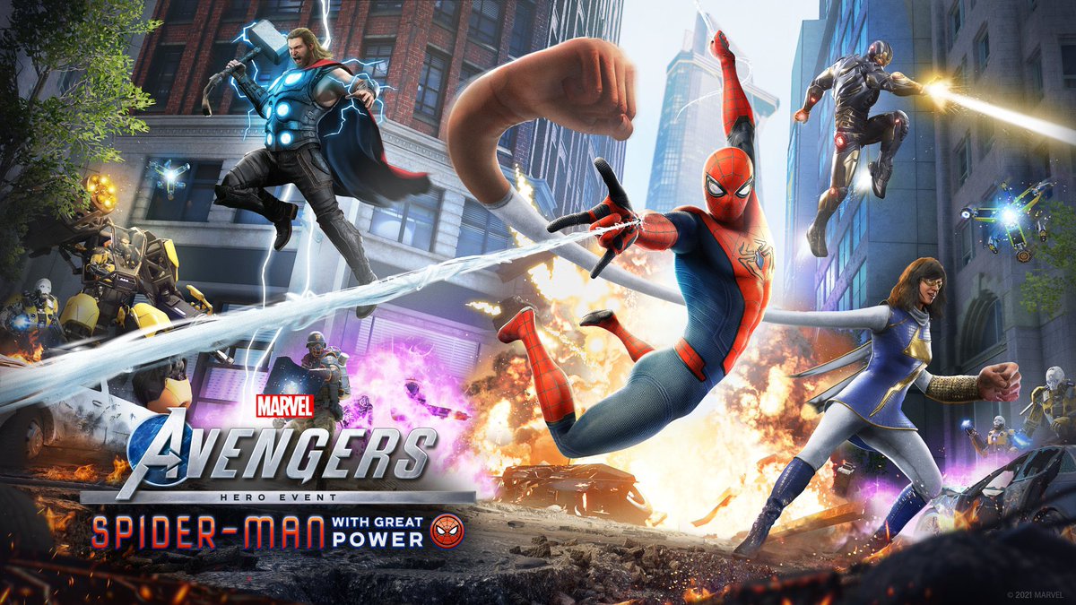 MarvelousRealm's tweet photo. Here's your first look at #SpiderMan before he comes to PS4 and PS5 on November 30!
The trailer drops tomorrow 🚨🚨🚨
#PlayAvengers #HeroEvent #SpiderMan https://t.co/3jEx7hkVpt