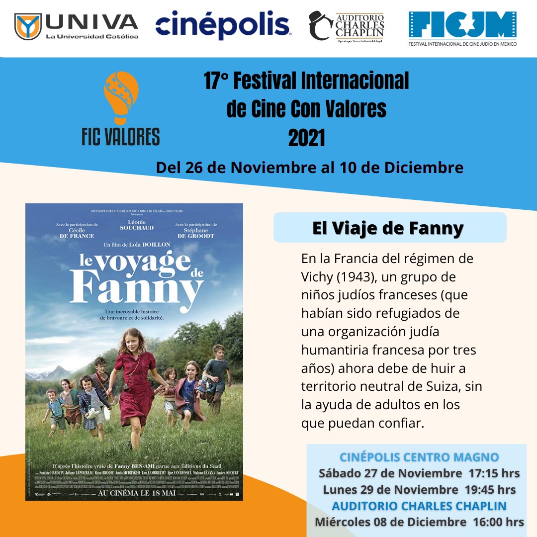 ficvalores's tweet photo. Conoce las películas que se presentarán en esta edición en FIC Valores 2021.
Agradecemos a nuestros amigos del Festival Internacional de Cine Judío en México @FICJM por la colaboración con El Viaje de Fanny.
https://t.co/i0iARl6Ph9
#FICValores 2021
#FICJM
#UNIVAGDL https://t.co/u6eEE1kYkB