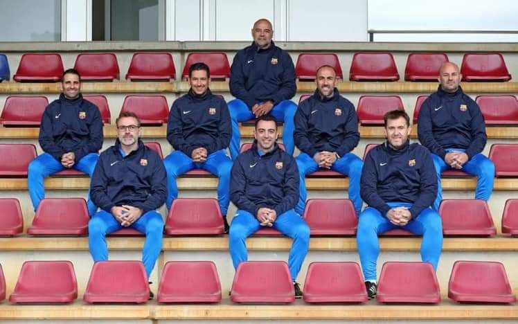 Barca's new coaching team : 
First assistant: Oscar Hernandez (Xavi's right). 
Second assistant: Sergio Allegri (Xavi left). 
Head coach: Evan Torres. 
Goalkeeper coach: Jose Ramon de Lafuente. 
Analysis Team: Sergio Garcia, Tony Lobo, David Pratts. https://t.co/UL8phirM3H