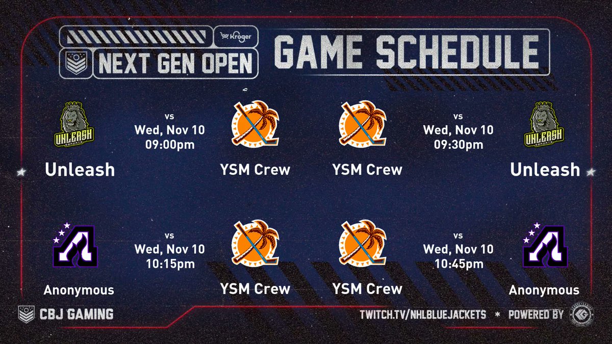 YsmCrew's tweet photo. It's almost time. This #BunchofNobodies are ready for the @CBJgaming @kroger next Gen Open, powered by @leaguegaming 

See you tonight @UnleashNHL https://t.co/epWJe9zETu