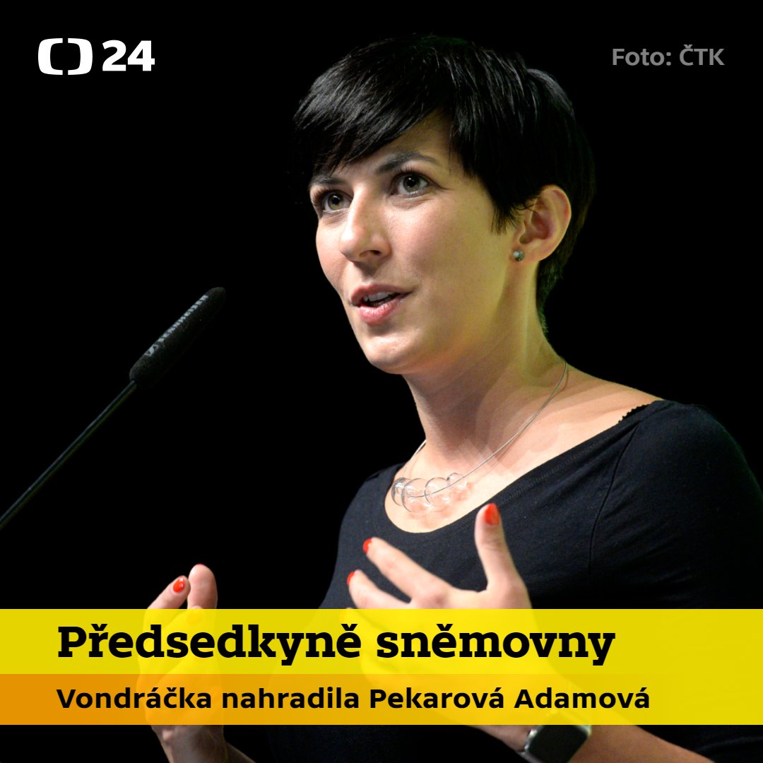 CT24zive's tweet photo. Předsedkyní sněmovny zvolili poslanci šéfku TOP 09 Markétu Pekarovou Adamovou. Byla jedinou kandidátkou, nominanta ANO Havlíčka plénum z volby vyřadilo. https://t.co/fE0dtyRzP5