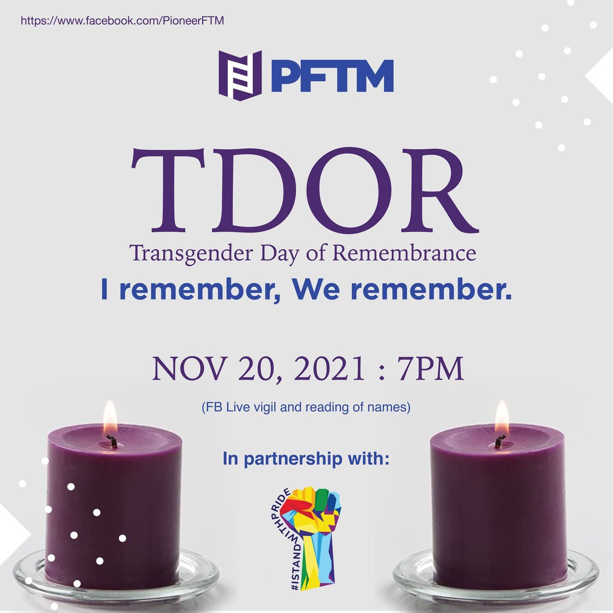 pioneerFTM's tweet photo. Transgender Day of Remembrance (TDOR) is an annual observance on November 20 that honors the memory of the transgender people whose lives were lost in acts of anti-transgender violence. https://t.co/FylbZesukt
