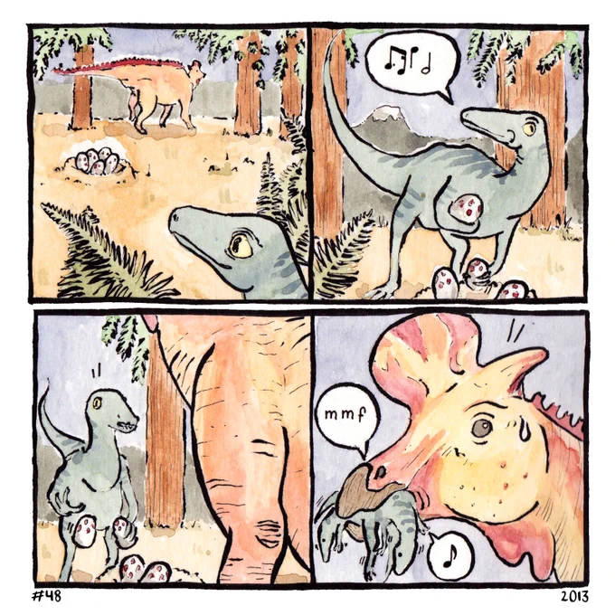 #48 from 2013. I always liked this one. I remember thinking when I made it that I should just make dinosaur comics. 