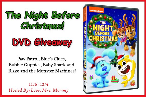 HomespunChics's tweet photo. Get ready for the holidays! Enter to #WIN a Nick Jr. The Night Before Christmas DVD! #Giveaway ends 12/4. The Homespun Chics https://t.co/A56OY0mgql https://t.co/a6axAk40r9