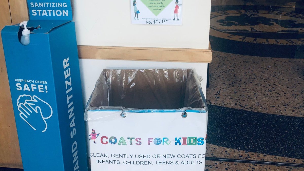 Donate new or your gently used coats to kids in need of one during the cold winter season! Find the closest drop-off bin near you at bit.ly/rsmc-coats4kid… Picture location: San Carlos Library
<a href="/RecologySMC/">RecologySanMateoCo</a> #CoatsforKids