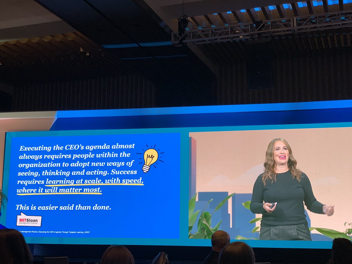 How does your company think about L&amp;D? @kat_thegeek on stage at #DegreedLENS: "Executing the CEO's agenda requires learning at scale."  #Lifelonglearning meets #Businessimpact! Never a better time to invest in talent.