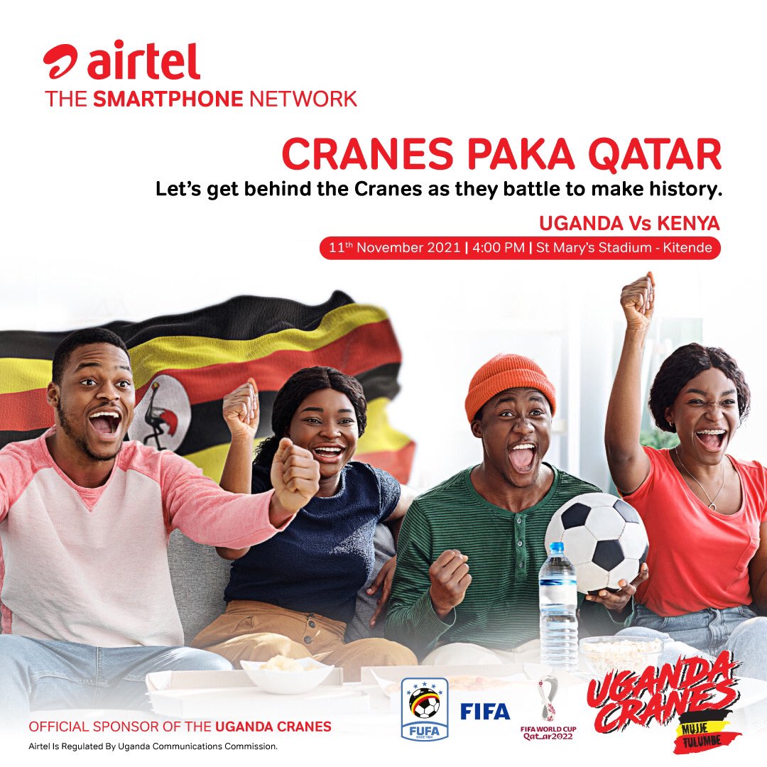 The Harambe Stars of Kenya 🇰🇪 MUST fall tomorrow.
Where will u be supporting the <a href="/UgandaCranes/">Uganda Cranes</a>🇺🇬from?
Tugenda #PakaQatar 💪