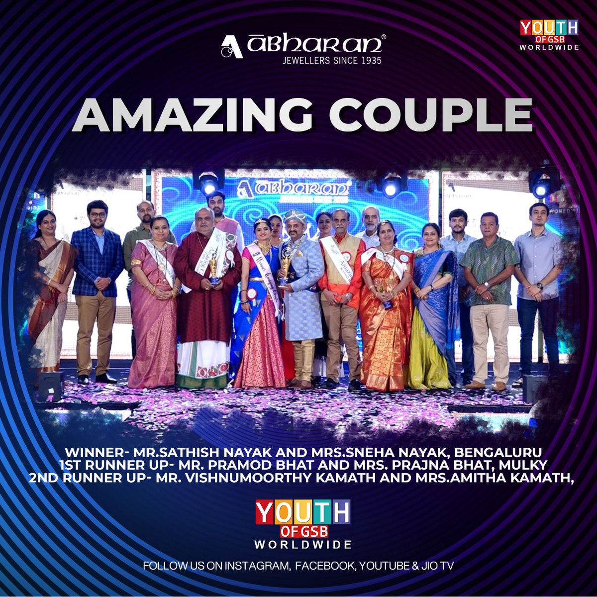 YouthofGsb's tweet photo. Congratulations to the winners of
🔶 Mr. GSB
🔷 Ms. GSB
🔶Amazing Couple
Event organized #YouthofGSB in association with #AbharanJewellers Udupi.
#AbharanJewellers #MrGsb #MsGsb #GSBAmazingcouple
#YouthofGSB https://t.co/eYWxkfZqRR