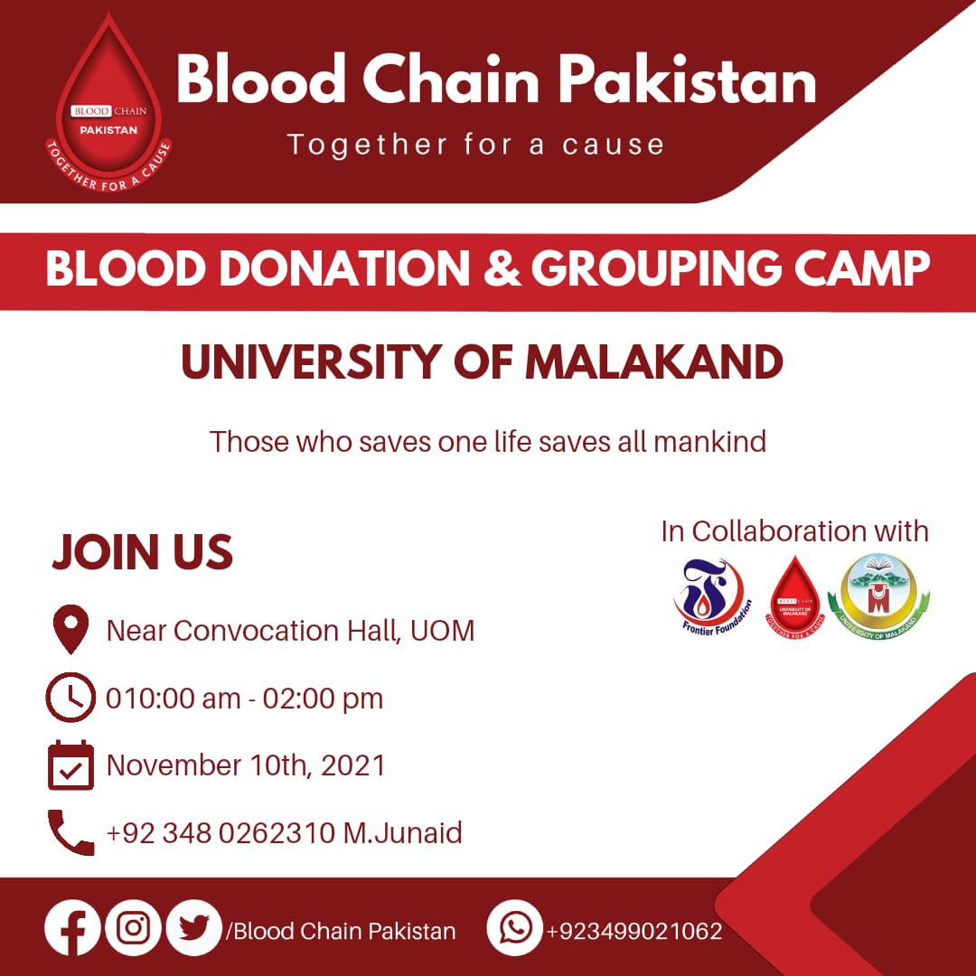 UOM_LowerDir_KP's tweet photo. #UniversityofMalakand 
The Directorate of Students Societies,UoM in collaboration with Frontier Foundation Welfare Hospital,Swat &amp; Blood Chain Pakistan organized Blood Donation &amp; Grouping Camp at University of Malakand.
#BloodDonationCamp 
#DonateDropsofLife
#BloodChainPakistan https://t.co/sPMOWfVMjF