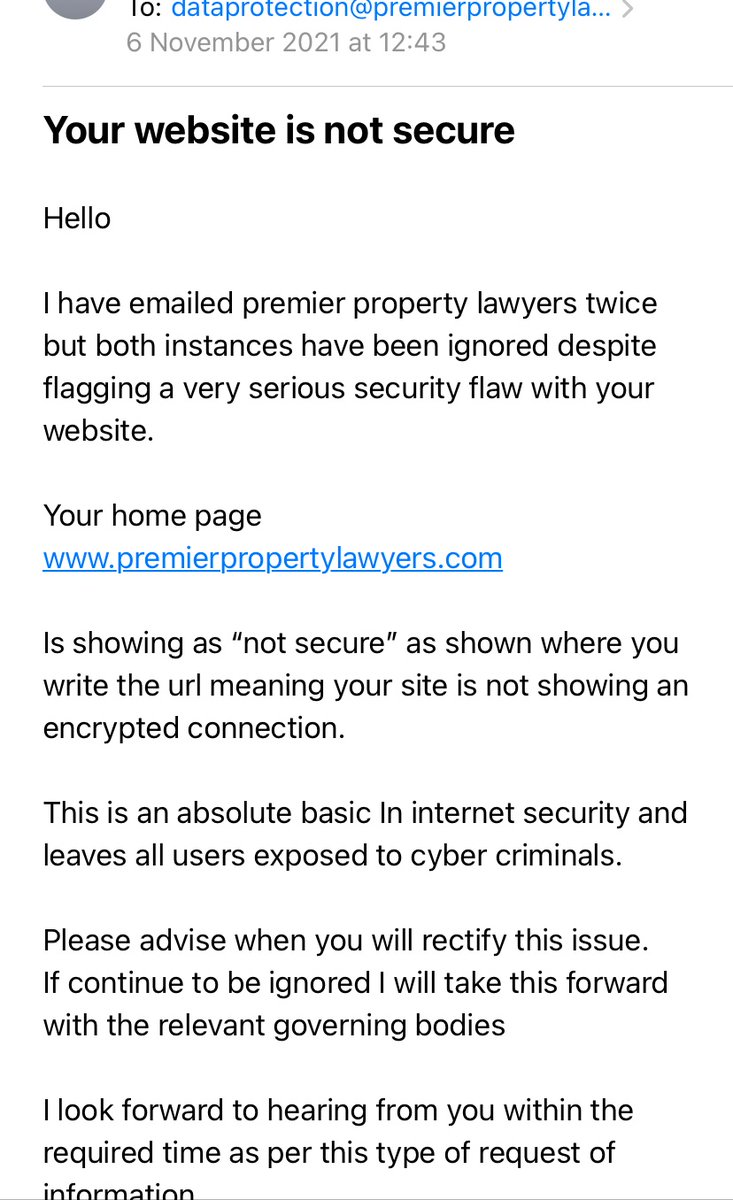 101alltaken101's tweet photo. @ICOnews I had been emailing #PremierPropertyLawyers for days and my warnings were ignored. Now they have been hacked. Ps wasn’t me. https://t.co/Elv8S0FLF4