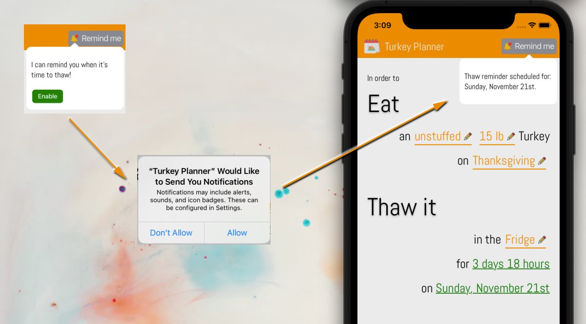 programDave's tweet image. 🦃 📙  Day 3 - Thaw Reminder Flow.
#buildinpublic @buildinpublic_ #turkeyPlannerApp
