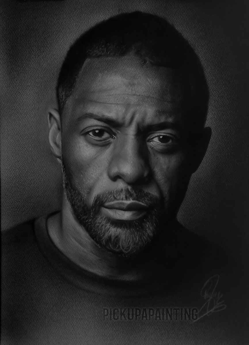 paulduncan85's tweet photo. @idriselba Evening sir it would mean so much if youbsaw my painting of you 
Took nearly 50hours 
Hand painted in a dry brush technique https://t.co/mtSZaHp1mK