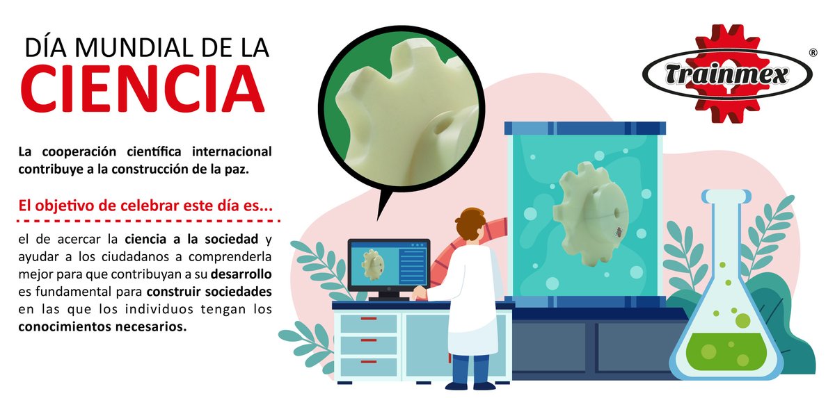 TrainmexMX's tweet photo. 🧪🧬Hoy es el Día Mundial de la Ciencia para La Paz y el Desarrollo.👩🔬👨🔬 Los avances científicos son y seguirán siendo la principal herramienta para superar los retos que enfrenta la humanidad.
💡Mantente informado sobre los avances científicos.
#DíaMundialDeLaCiencia #Trainmex https://t.co/Ghur4OtKY6