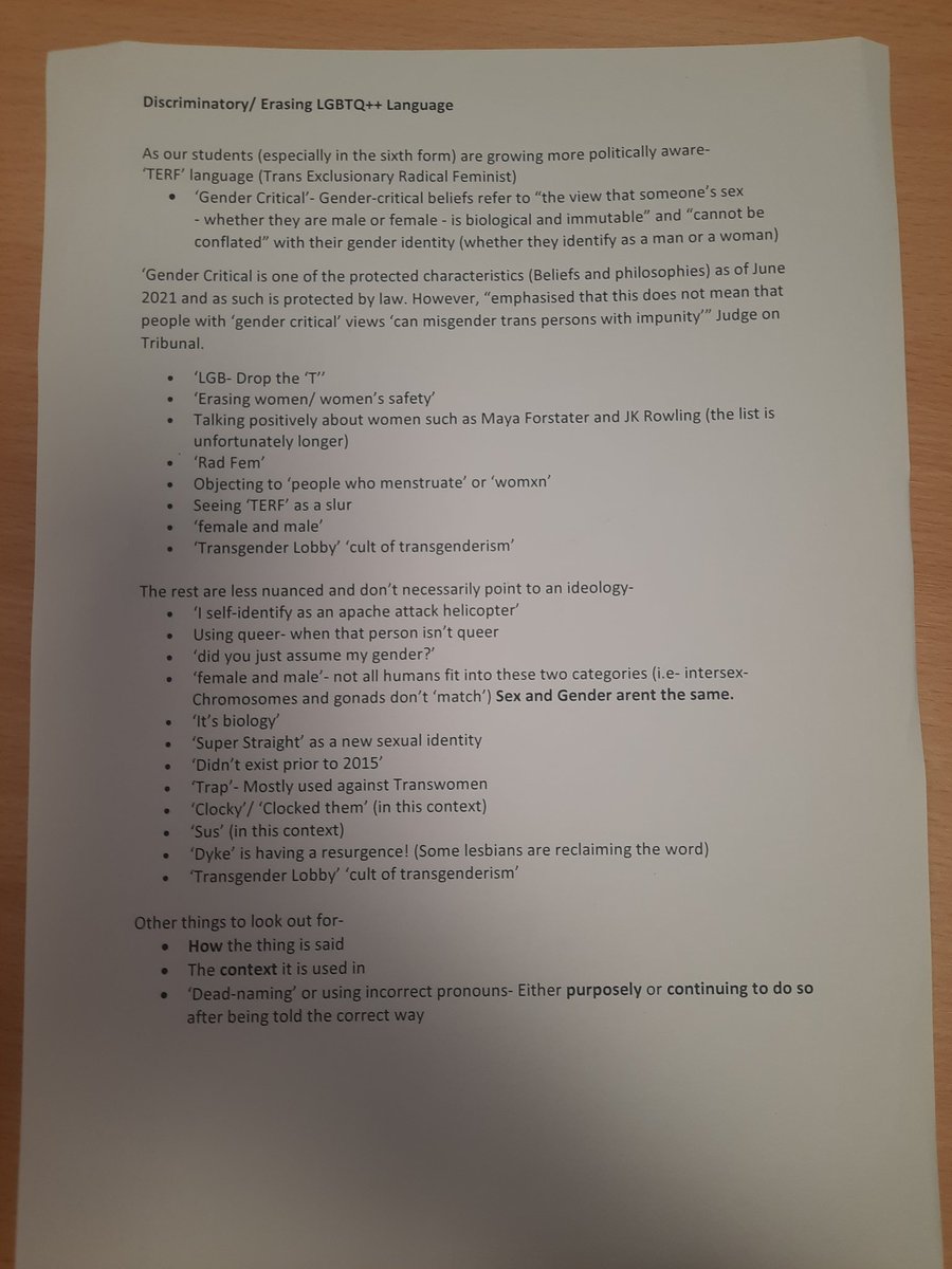 finhamoutcomes's tweet photo. Sixth form mentors were given training on discriminatory/erasing LGBTQ++ language at their meeting today. It is definitely worth a read-such powerful stuff! Thank you Ms Bartlett and Kai - the training was amazing! @FinhamPark @finhamt @FinhamDrama @FinhamParkMAT https://t.co/HEMhKZqiTQ