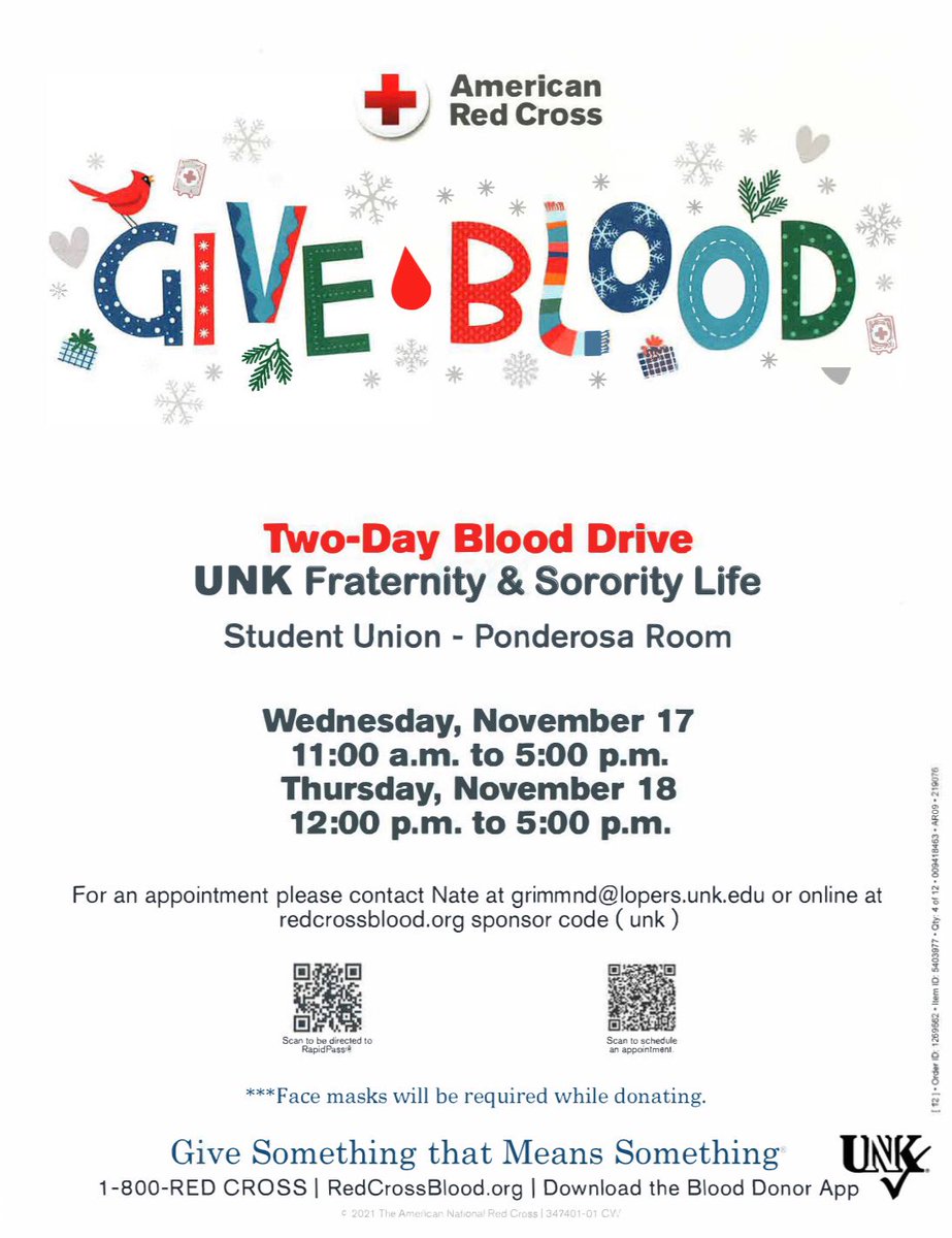 Mark your calendars for the upcoming FSL blood drive‼️ Help out your community by donating blood to those in need!