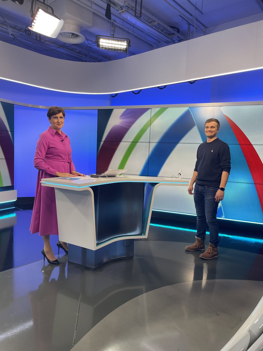 Next on Yle in 2min! <a href="/mikikuusi/">Miki Kuusi</a> and @MarjukkaHavumak #wolt #uutiset