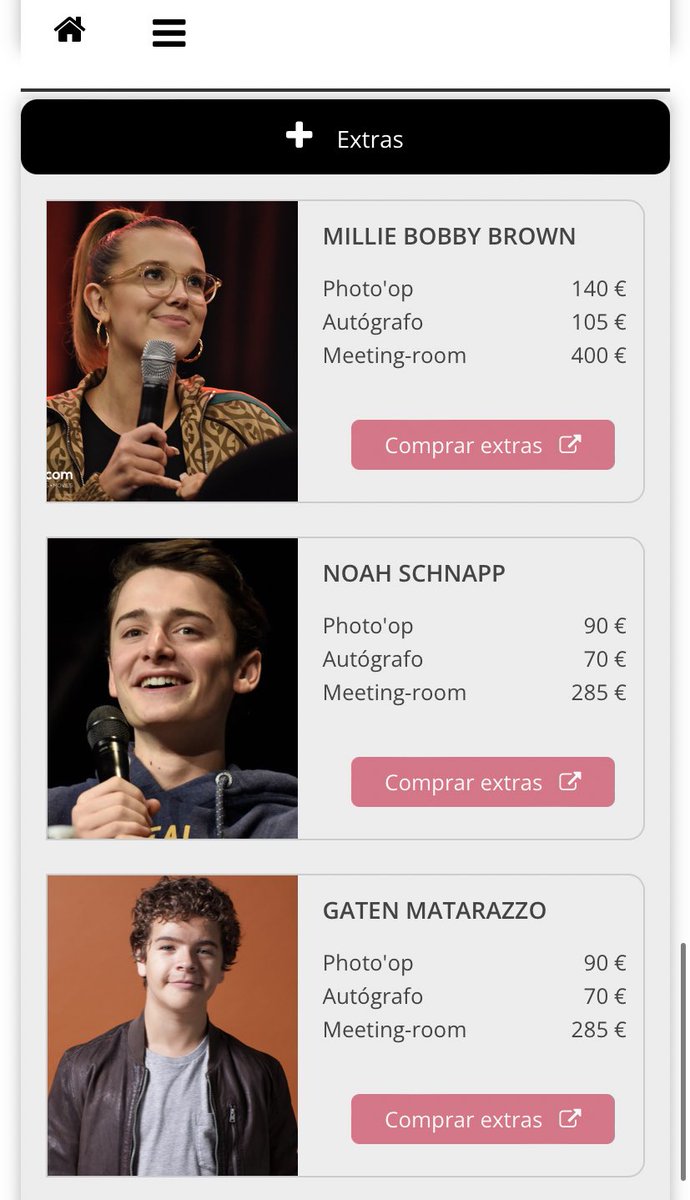 De momento estos son los precios