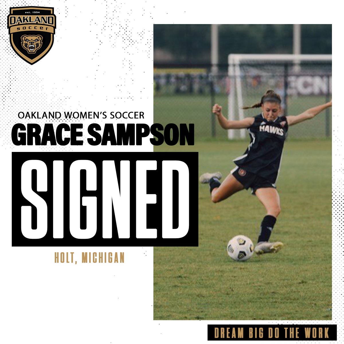 OaklandWSOC's tweet photo. Our incoming class has some top talent! Can't wait to see what Grace brings to the team 🖤💛 https://t.co/FTAgfTn5lW